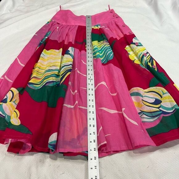 Vintage Valditevere Made In Italy Hot Pink Tropical Floral Print 100% Cotton Ski - Picture 4 of 7